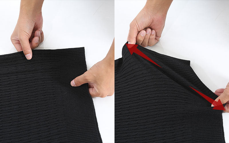 ケーブル編み美シルエットＶネック半袖ニットソー