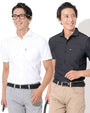 白ワイシャツ型半袖ポロシャツ×黒ワイシャツ型半袖ポロシャツ 60代メンズ2点トップスコーデセット biz