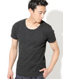 【セール】黒半袖丸首スリムTシャツ Biz