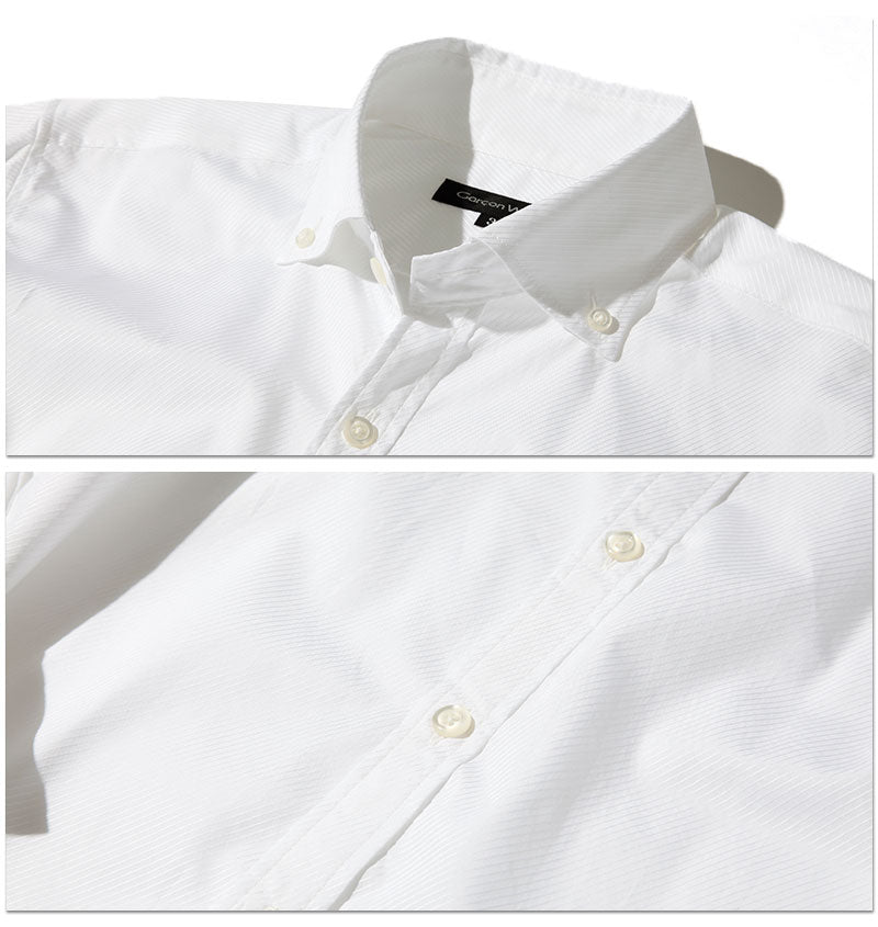 ファインクオリティドビーストライプビジネスカジュアルボタンダウンシャツ 日本製
