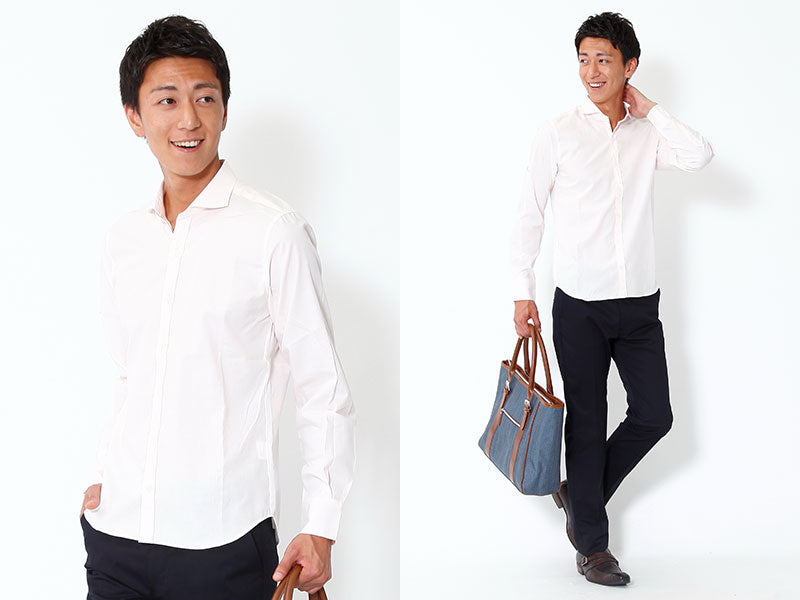 ホリゾンタルカラーカジュアルブロードシャツ 日本製 Biz