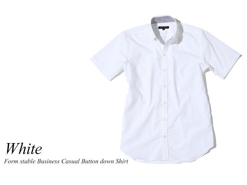 形態安定半袖ビジネスカジュアルボタンダウンワイシャツ 日本製