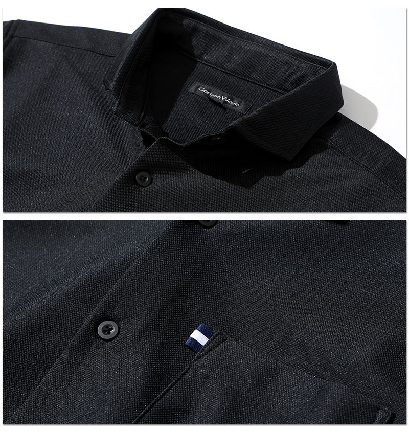 グレードライジャケット×黒シャツ型半袖ポロシャツ 60代メンズ2点トップスコーデセット biz