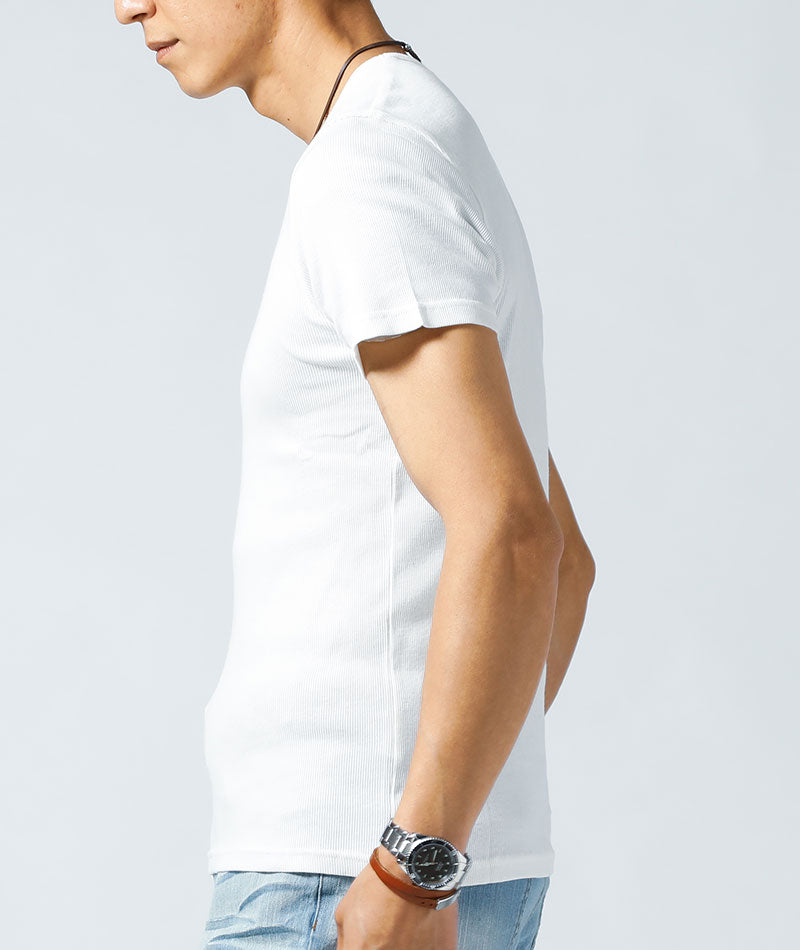 日本製 Tシャツ カットソー メンズ Vネック おしゃれ ブランド 人気 おすすめ 無地 コーデ 40代 50代 夏 スリム 細身 ぴったり タイト フィット スリムフィット 半袖 テレコ素材