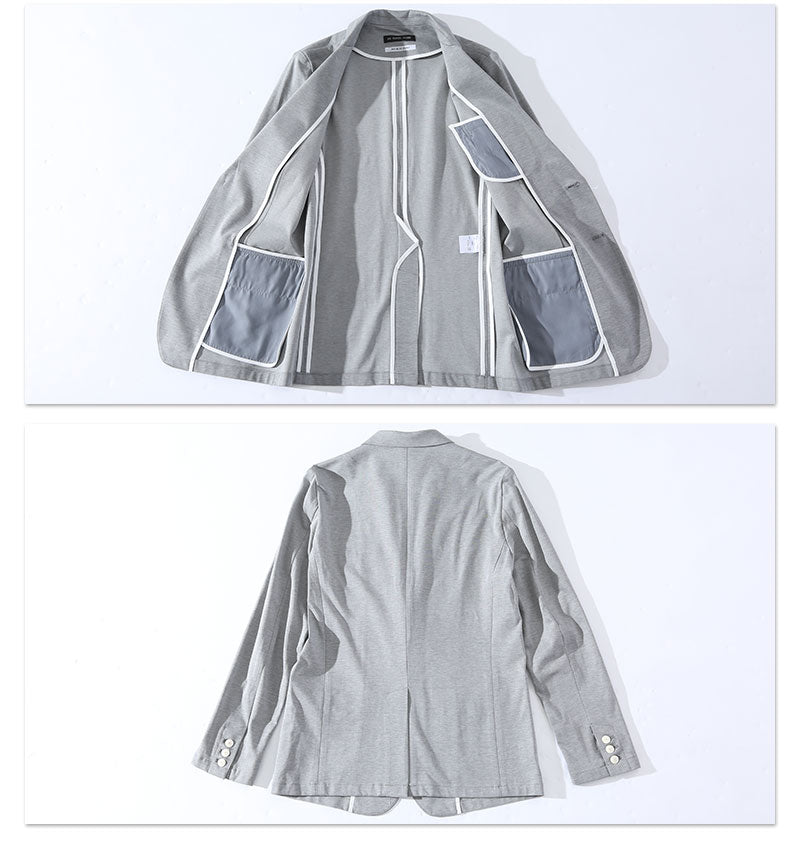 プレミアム杢調クールストレッチ素材テーラードジャケット Designed by Bizfront in TOKYO