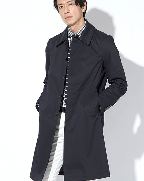 日本製 ステンカラーコート ロングコート ネイビー アウター メンズ
