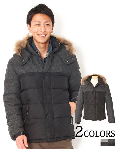 フードデザインバイカラーダウンジャケット