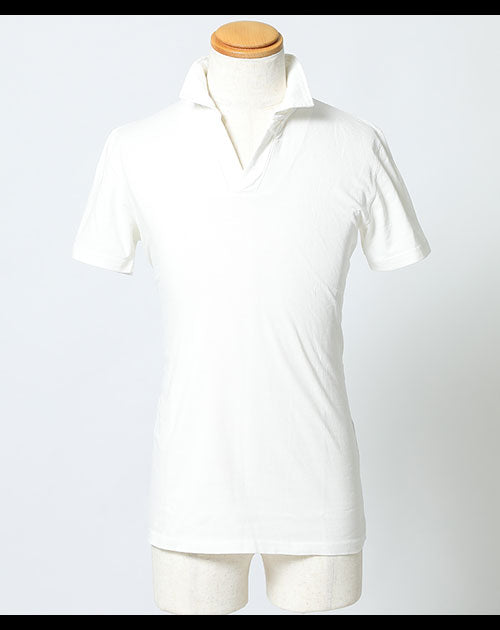 綿１００％ホリゾンタルカラー半袖ポロシャツ