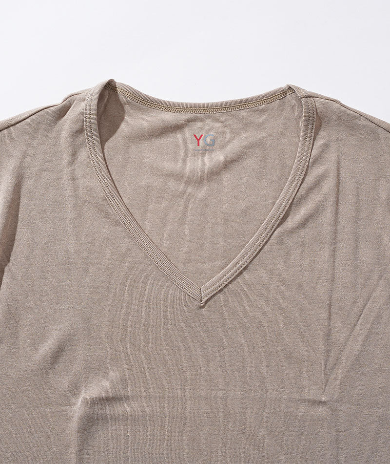 「白シャツの下からでも透けにくい」ドライ加工半袖ノースリーブVネックTシャツ　2枚セット