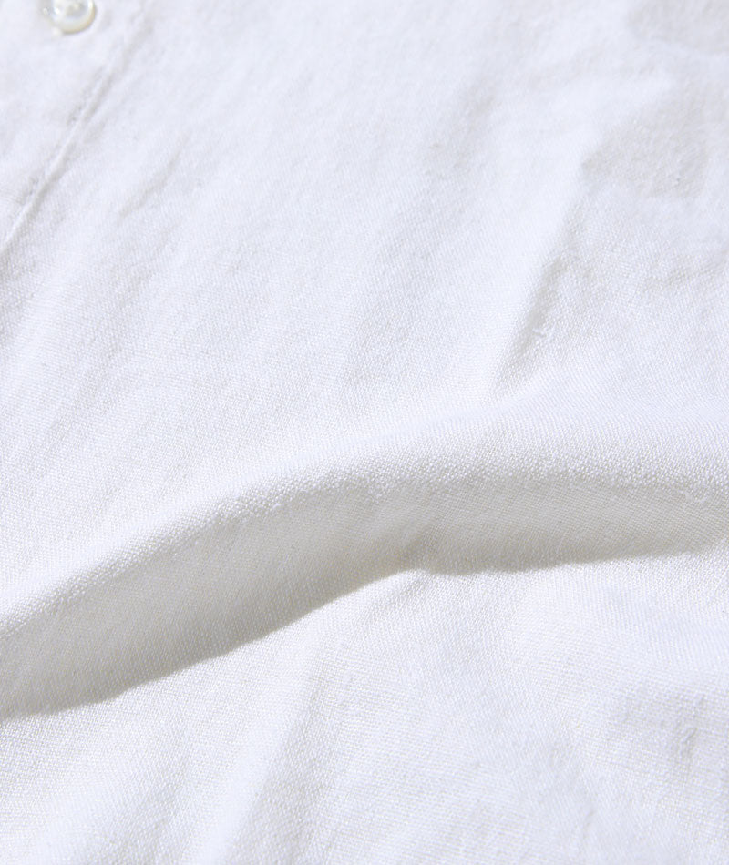 フレンチリネン素材ホリゾンタルカラー7分袖シャツ