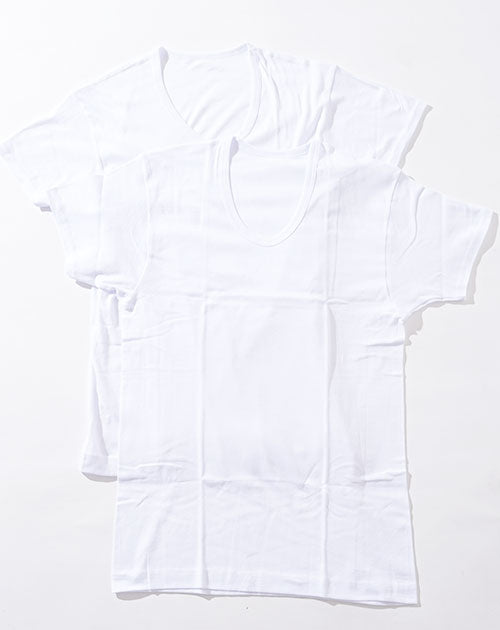 抗菌防臭加工Uネック半袖インナーTシャツ 2枚セット