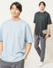 20代メンズ夏の3点コーデセット　黒半袖Tシャツ×サックス半袖Tシャツ×チャコールグレースリムチノイージーパンツ