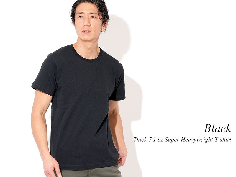 厚手7.1オンスクルーネックスーパーヘビーウェイト半袖黒Tシャツ Biz