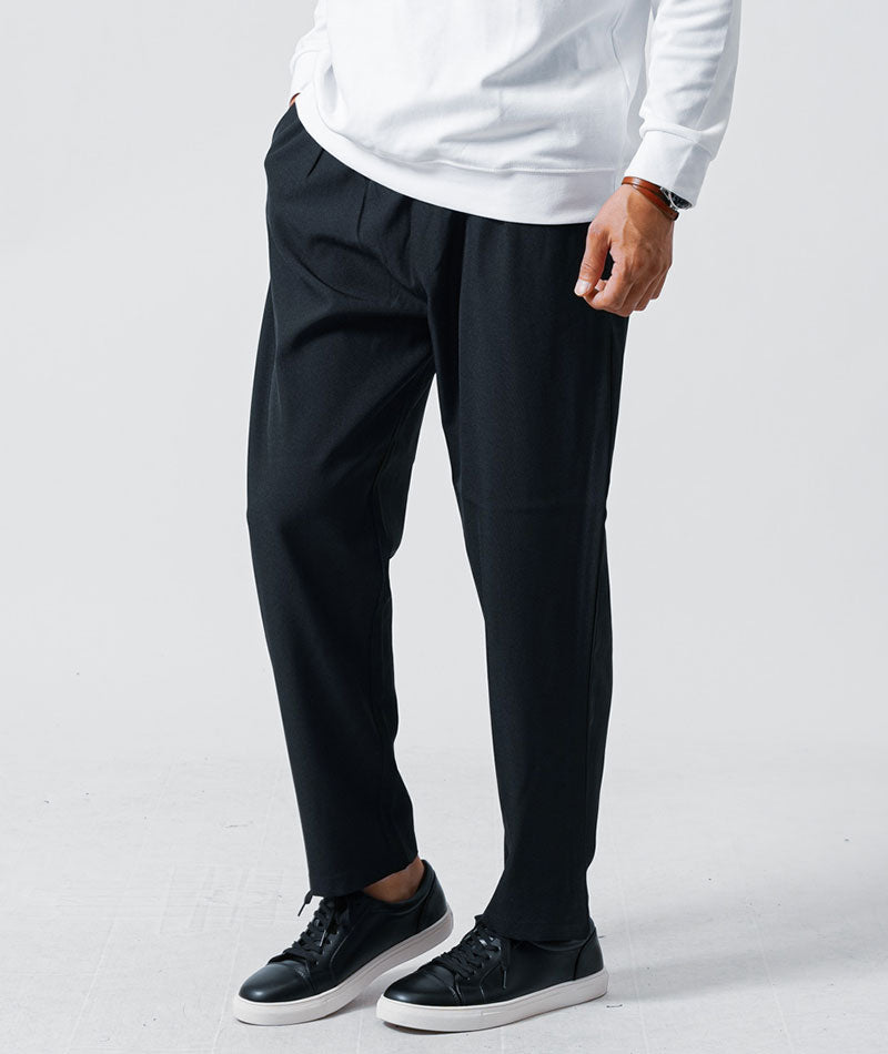 30代メンズ3点コーデセット　ベージュ長袖コーチジャケット×白長袖Tシャツ×黒ワイドパンツ