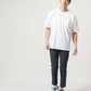 がっちり体型30代メンズ夏コーデ3点セット　白半袖Tシャツ×グレージュ半袖Tシャツ×黒アンクルチノパンツ
