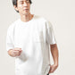 がっちり体型30代メンズ夏コーデ3点セット　白半袖Tシャツ×グレージュ半袖Tシャツ×黒アンクルチノパンツ