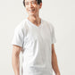 40代メンズ涼しい夏服3点コーデセット　白半袖VネックTシャツ×白半袖クルーネックTシャツ×ブリーチストレッチアンクルデニムパンツ