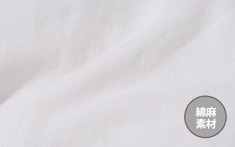 イタリアンカラー綿麻素材7分袖シャツ