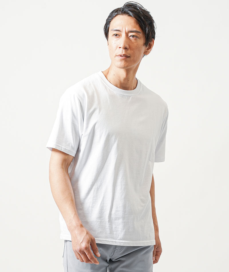 ちょいワル・イケオジメンズ3点コーデセット　黒半袖バンドカラーシャツ×白半袖Tシャツ×グレースリムチノパンツ