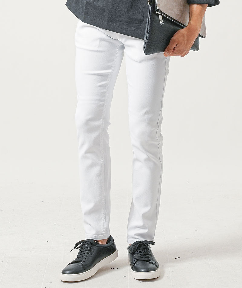 ちょいワル・イケオジメンズ2点コーデセット　黒7分袖カプリシャツ×白スリムチノパンツ