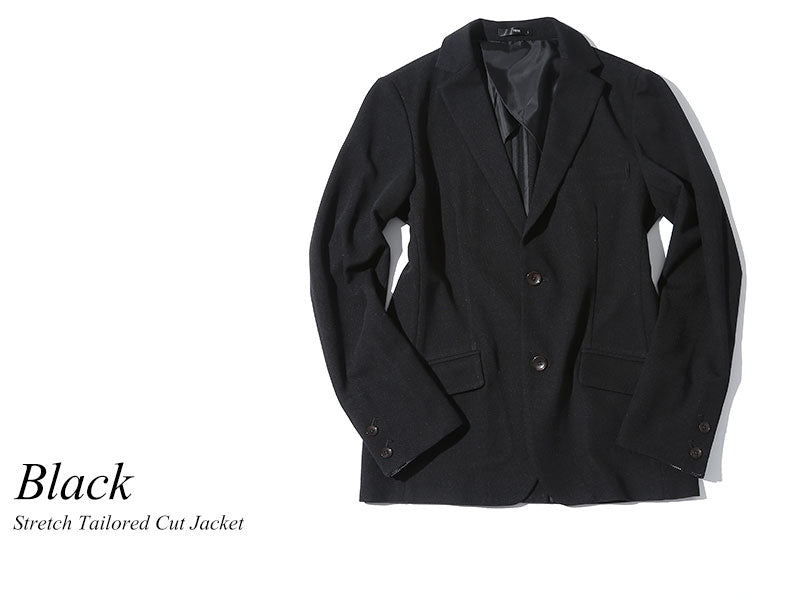 黒ストレッチ素材テーラードカットジャケット