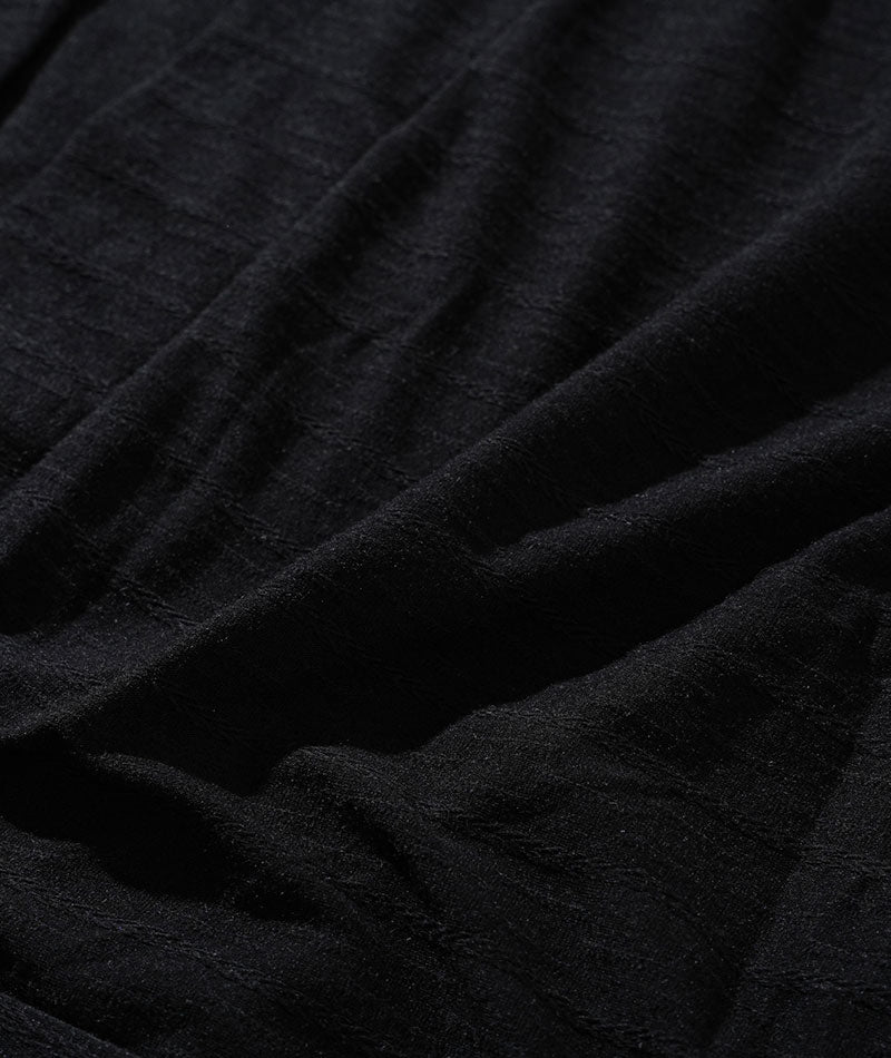 ジャガード編み7分袖ボタンレスロングカーディガン