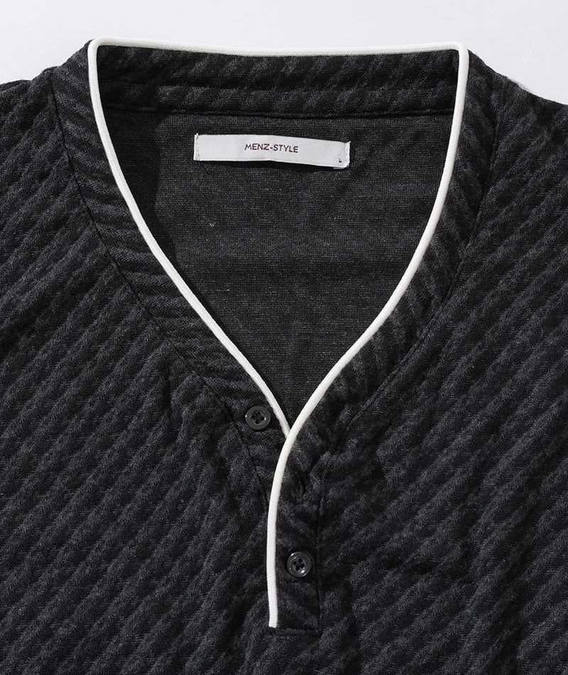 Tシャツ メンズ おしゃれ ブランド 人気 おすすめ 無地 コーデ ヘンリーネック 7分袖 パイピング 大きいサイズ