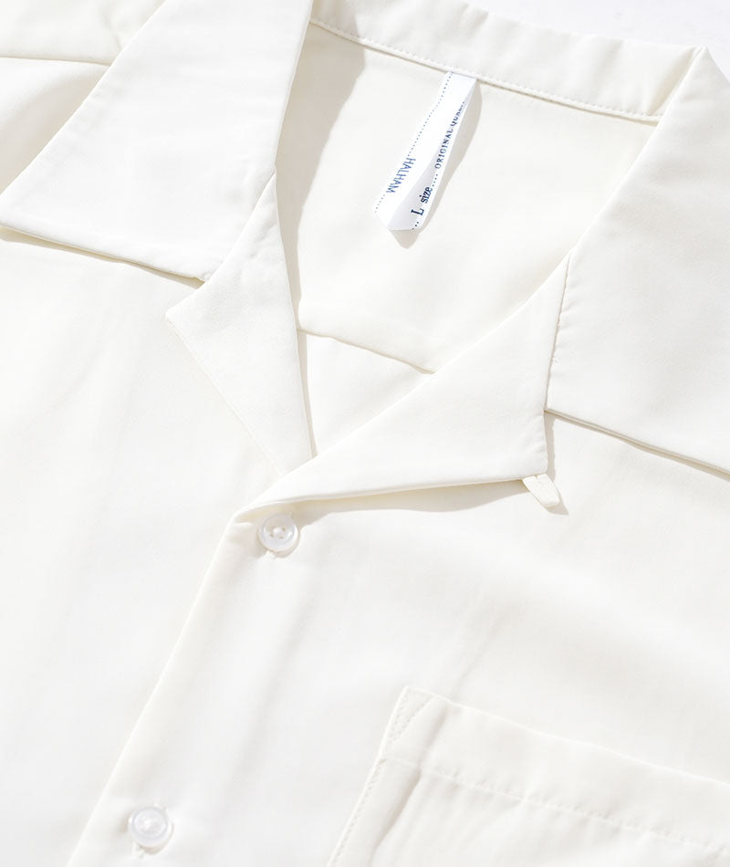オーバーサイズポリエステル素材長袖オープンカラーシャツ