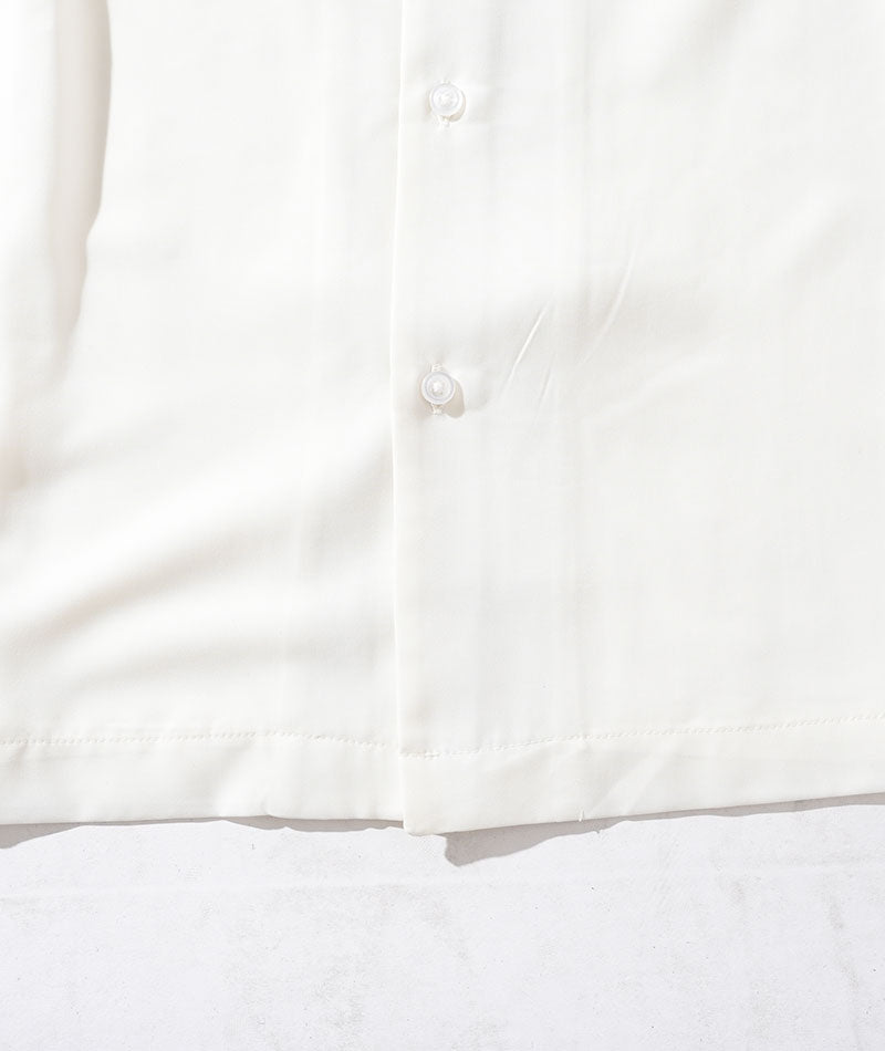オーバーサイズポリエステル素材長袖オープンカラーシャツ