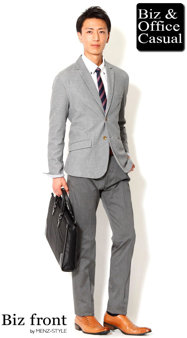 グレーテーラードジャケット×グレースラックスパンツ biz14-15aw3490の 