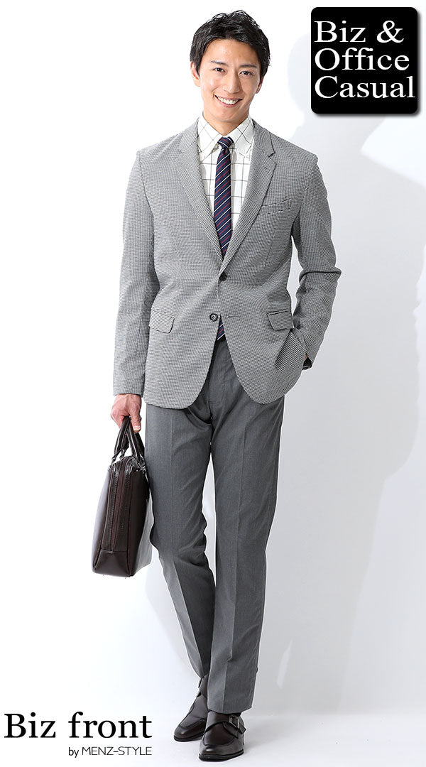 RACRA グレー ジャケット パンツ セット 千鳥格子チェックジャケット×ウインドウペンシャツ×グレースラックス