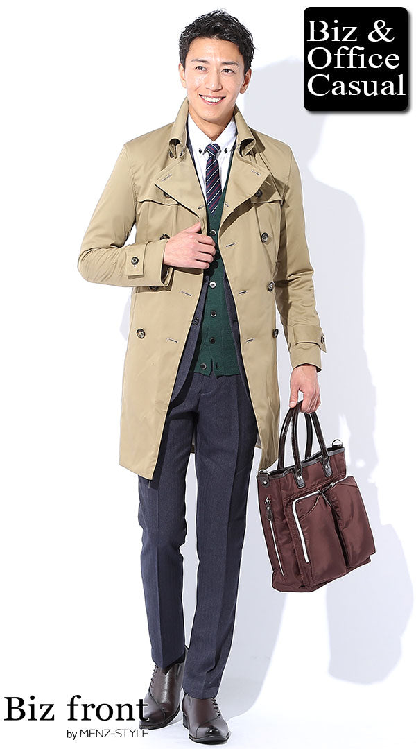 スーツとコートの秋冬の通勤服コーデ例