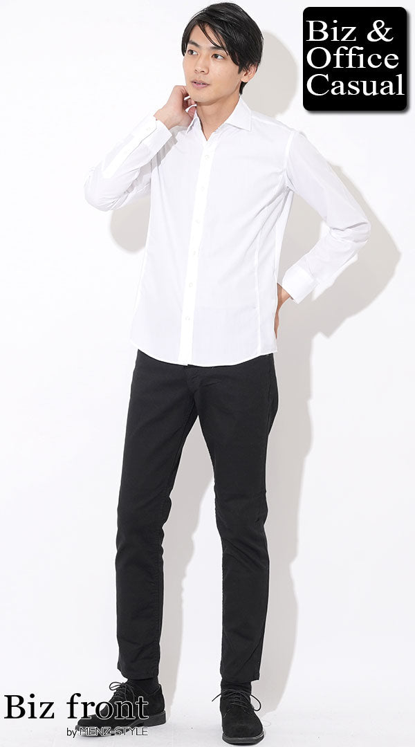 20代】白シャツ×黒スリムパンツ biz22aw_6719のコーディネート例