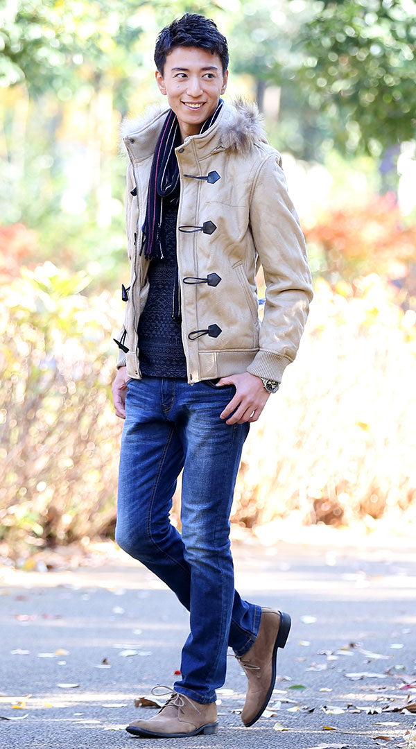 ダッフルコート カットソー デニムパンツ snp_ar0657のコーディネート