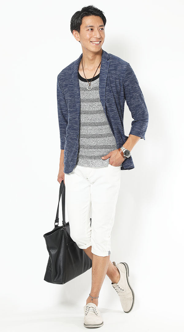 ネイビーとホワイトのクロップドトップス KOEISTORE タンクトップ レディース 秋 冬 秋冬 白 黒