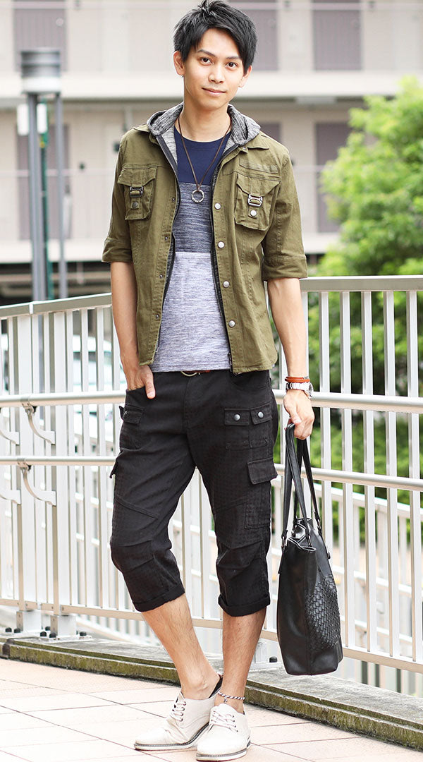 アルパカ clap クラップカーキ クロップドパンツ サイドポケット付き アルパカ clap クラップカーキ クロップドパンツ サイドポケット