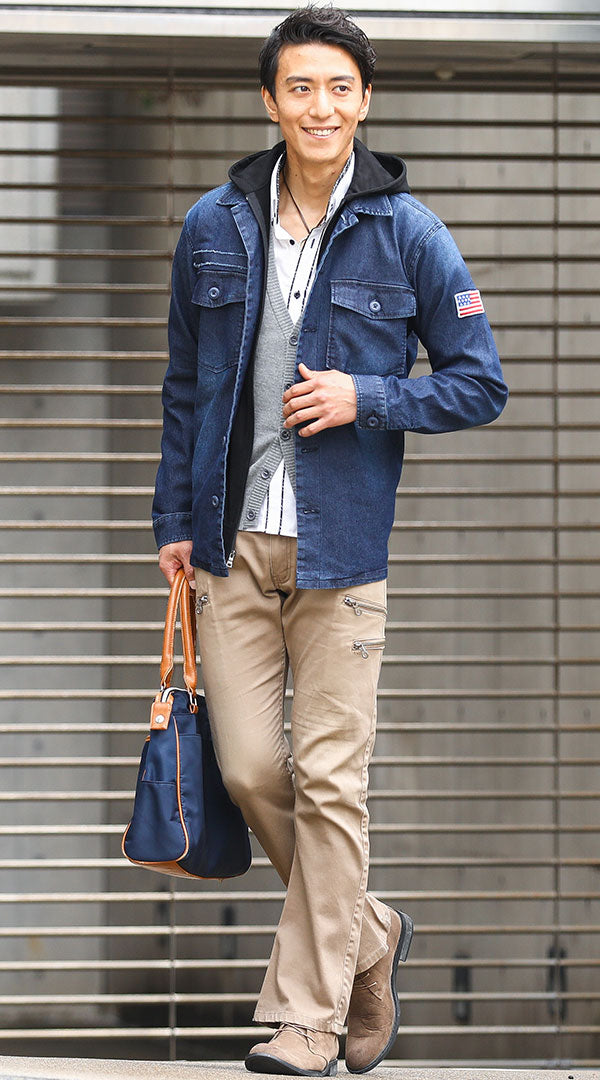 インディゴデニムジャケット 黒パーカー グレーカーディガン