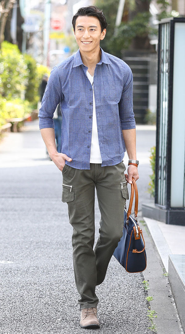 【IDO GEAR】オリーブドラブ ハーフジップシャツとカーゴパンツセット Jawin】 56402 ノータックカーゴパンツ [春夏]通販ページ│自重