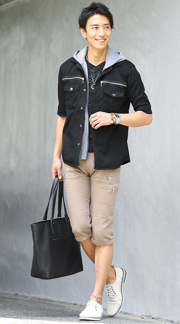 黒シャツ グレーパーカー 黒Tシャツ snp_gj0546 ｜ メンズファッション 