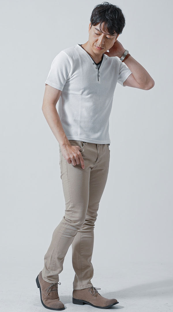 白Tシャツ ベージュパンツ snp_ly0356 ｜ メンズファッション通販 MENZ