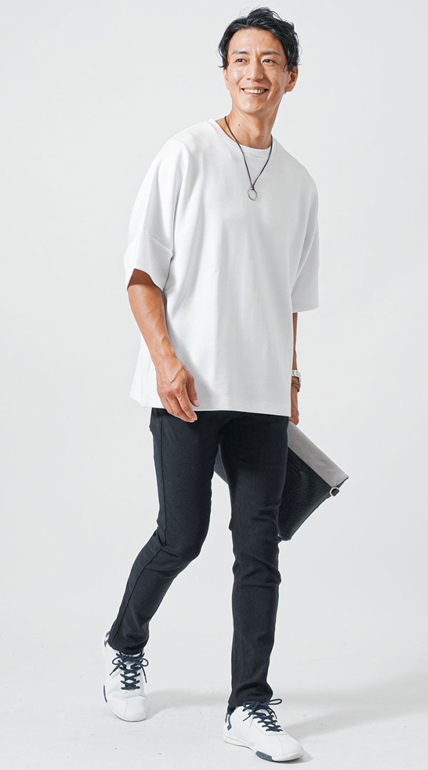 白Tシャツ 黒テーパードパンツ snp_mb0999 ｜ メンズファッション通販 