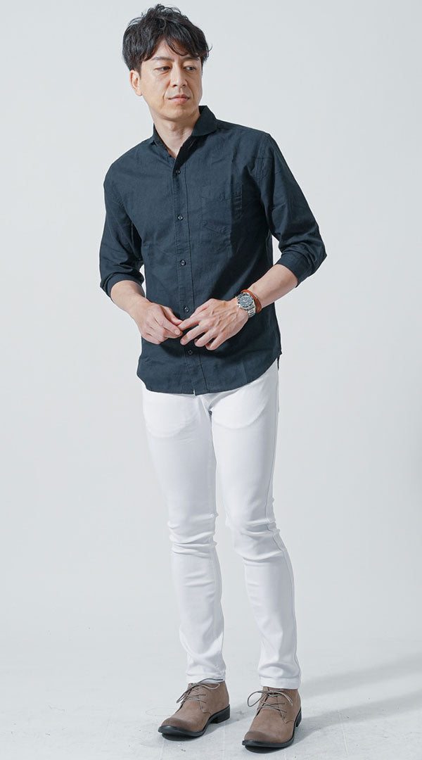 ネイビーシャツ 白パンツ snp_ly1222 ｜ メンズファッション通販 MENZ ...
