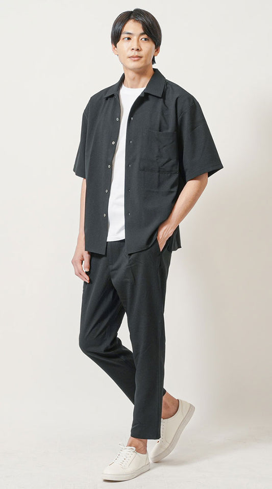 【20代】黒シャツ　白Tシャツ　黒パンツ　snp_no0003