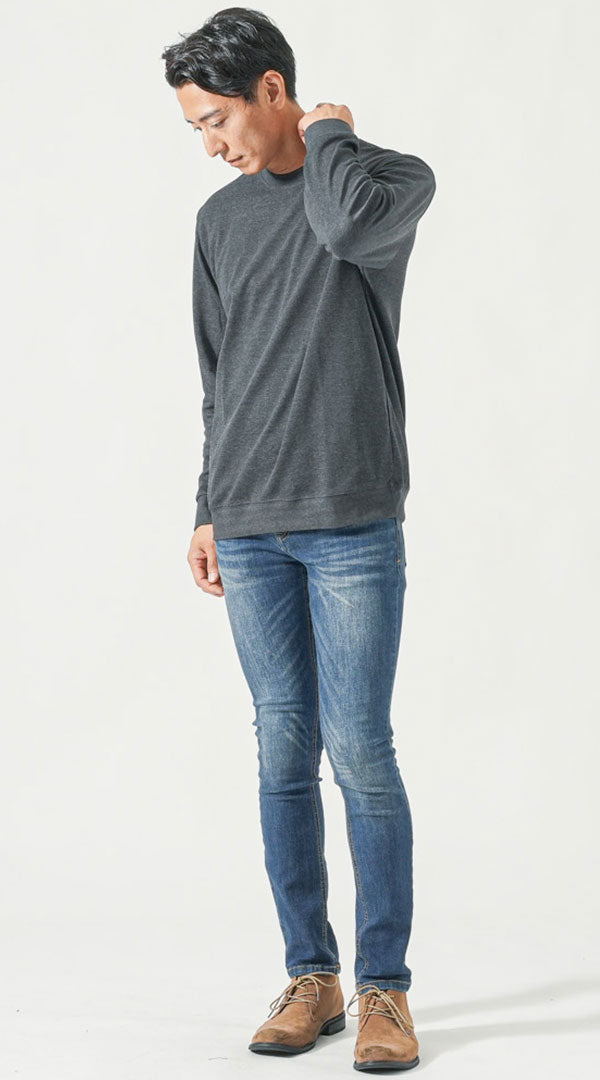 蒼*風様 INTER FACTORY 長袖Tシャツ MEDIUM チャコールグレ 2/9号室（かおこ&ひろと） - Open collar shirt（small floral