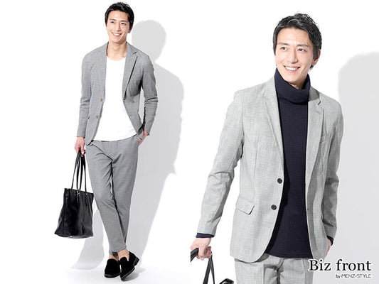 グレーのメンズセットアップ・スーツのおすすめ・オフィス・ビジネスシーンではどう合わせる？