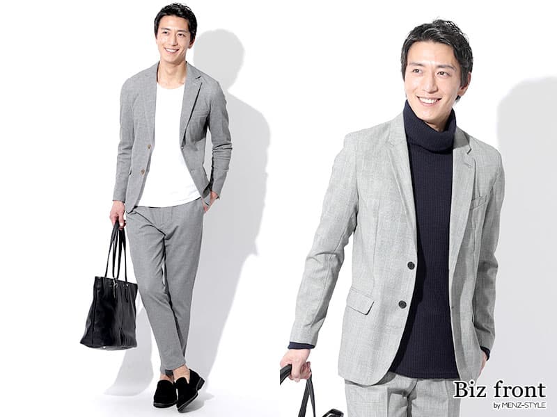 グレーのメンズセットアップ・スーツのおすすめ・オフィス・ビジネスシーンではどう合わせる？