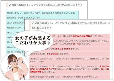 【Lesson6-3】男女別の男性ファッションに関しての「こだわり」の違い～シンプル+αが女の子に褒められるオシャレの正体?