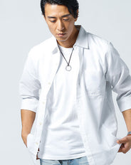 麻混7分袖シャツ×半袖クルーネックTシャツ 2点セット