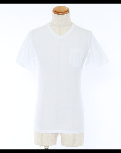 ドライ加工ポケット付き半袖Ｖネックカットソー