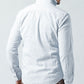 綿麻素材ホリゾンタルカラー長袖ストライプシャツ